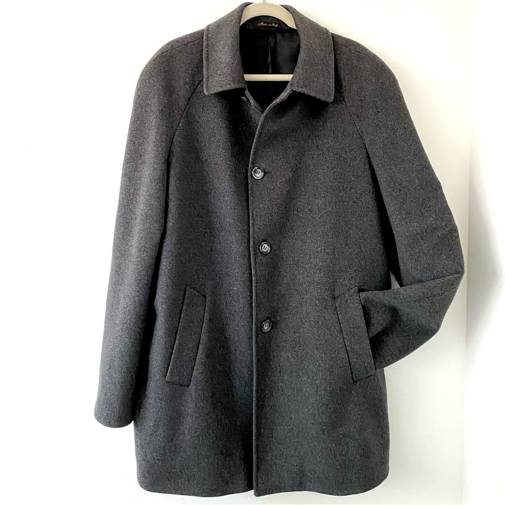 Italian Wool & Cashmere Blend Men’s Coat Charcoal Grey, Large Valente Brand